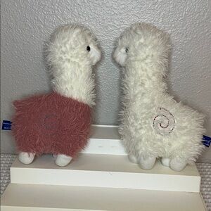 Charming White and Pink Stuffed Llama Toy